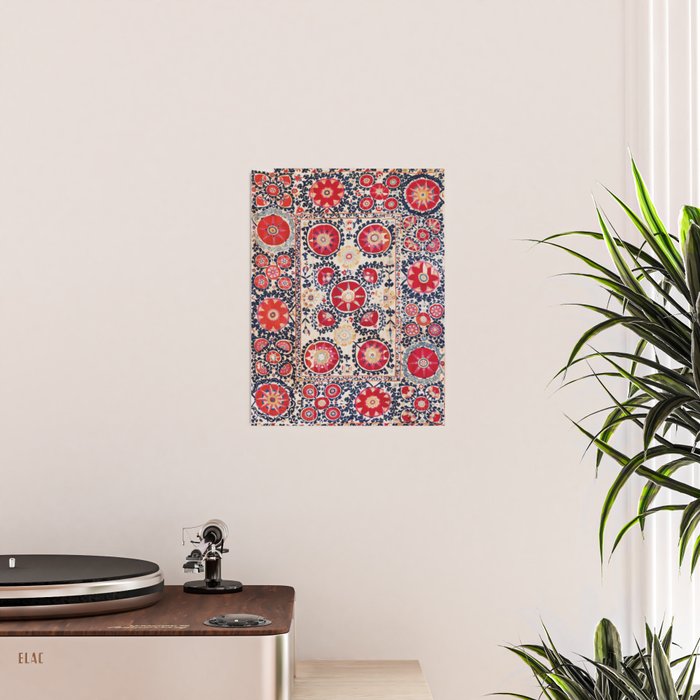 Shakhrisyabz Suzani Southwest Uzbekistan Embroidery Print Poster Gallery Image 2
