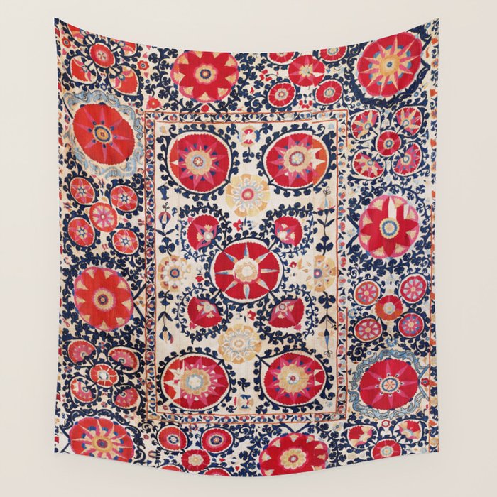 Shakhrisyabz Suzani Southwest Uzbekistan Embroidery Print Wall Tapestry Gallery Image 1