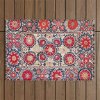 Shakhrisyabz Suzani Southwest Uzbekistan Embroidery Print Outdoor Rug Gallery Image 1