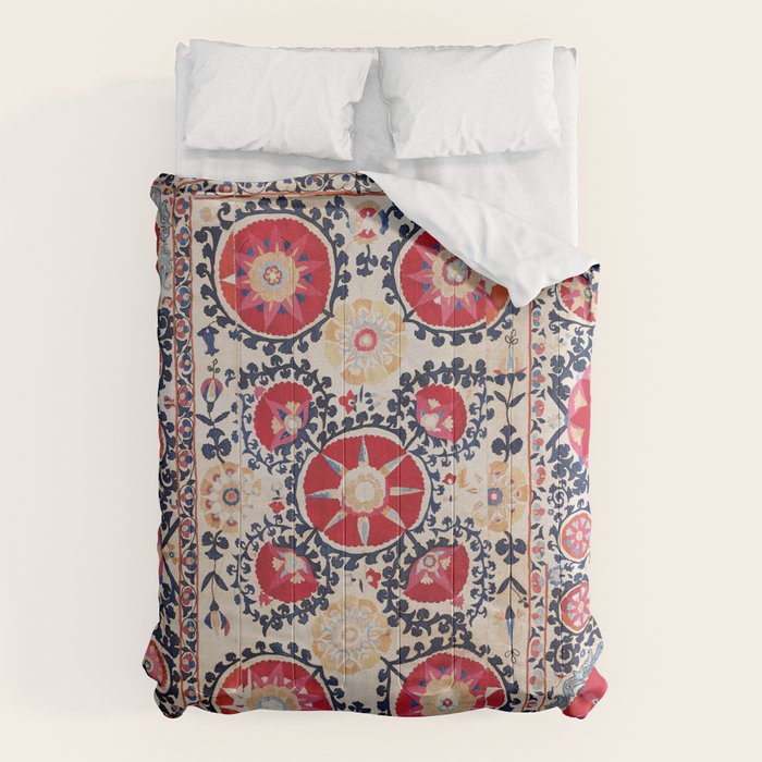 Shakhrisyabz Suzani Southwest Uzbekistan Embroidery Print Comforter Gallery Image 6