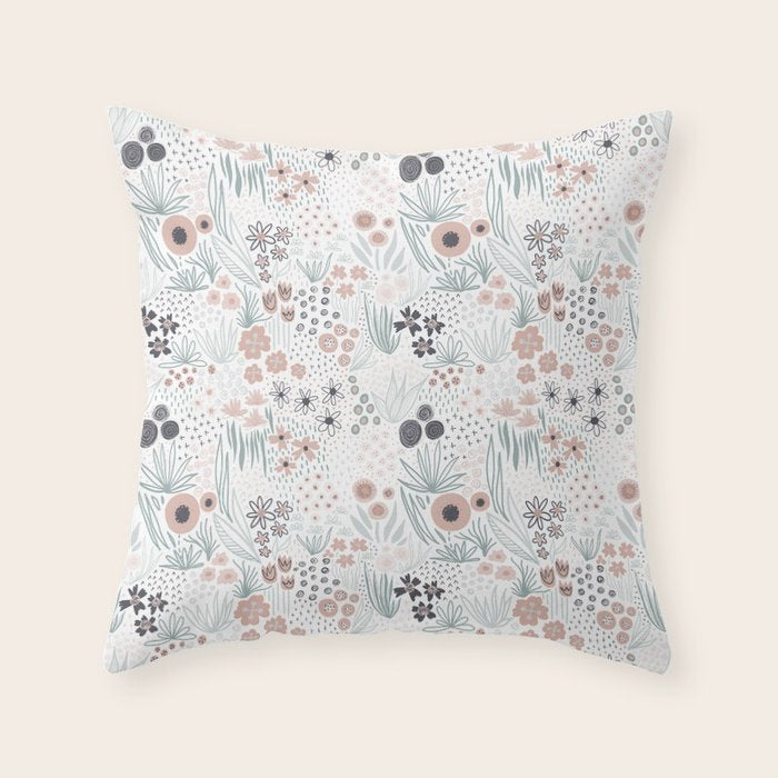Winter Flower Meadow Throw Pillow Gallery Image 1
