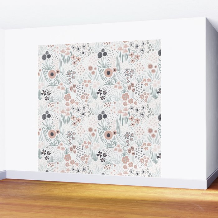 Winter Flower Meadow Wall Mural Gallery Image 2