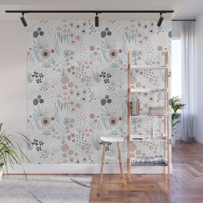 Winter Flower Meadow Wall Mural Gallery Image 1