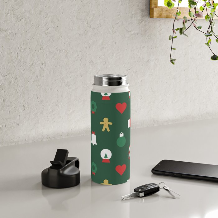 Geometric christmas decoration pattern Water Bottle Gallery Image 4