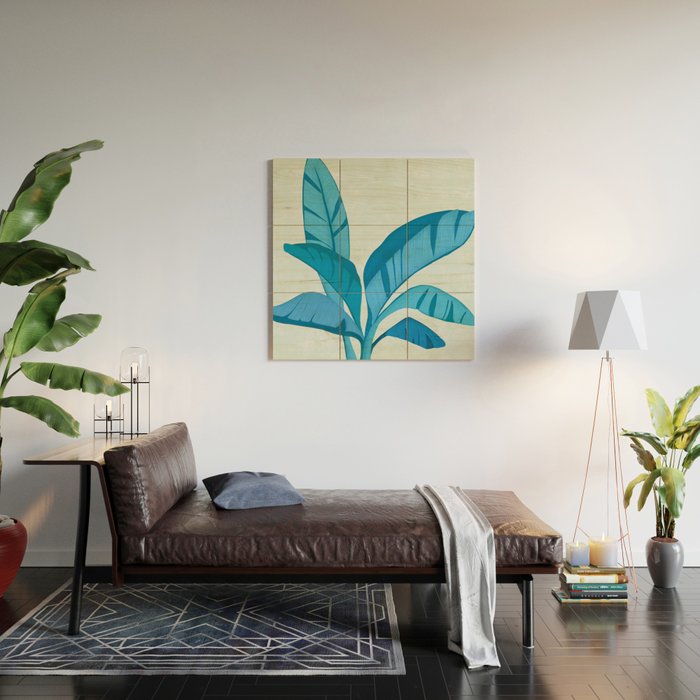 Banana Tree Blues Wood Wall Art Gallery Image 2