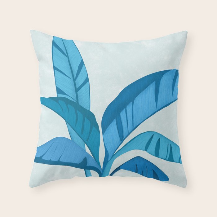 Banana Tree Blues Throw Pillow Gallery Image 6