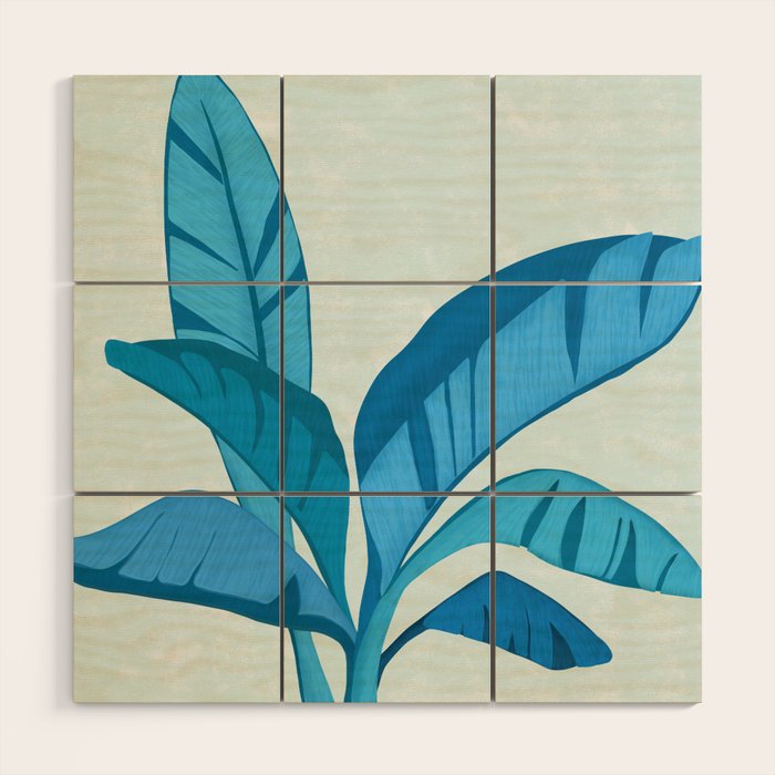 Banana Tree Blues Wood Wall Art Gallery Image 1