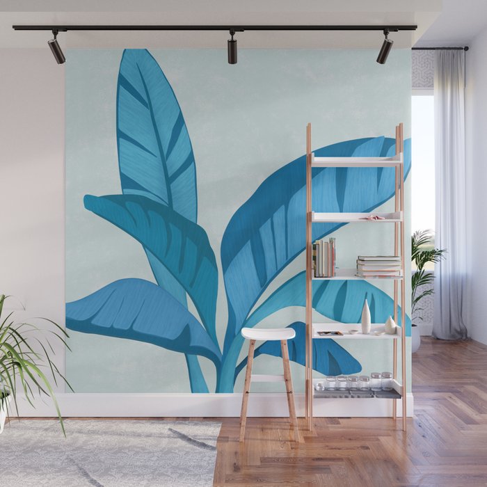 Banana Tree Blues Wall Mural Gallery Image 1
