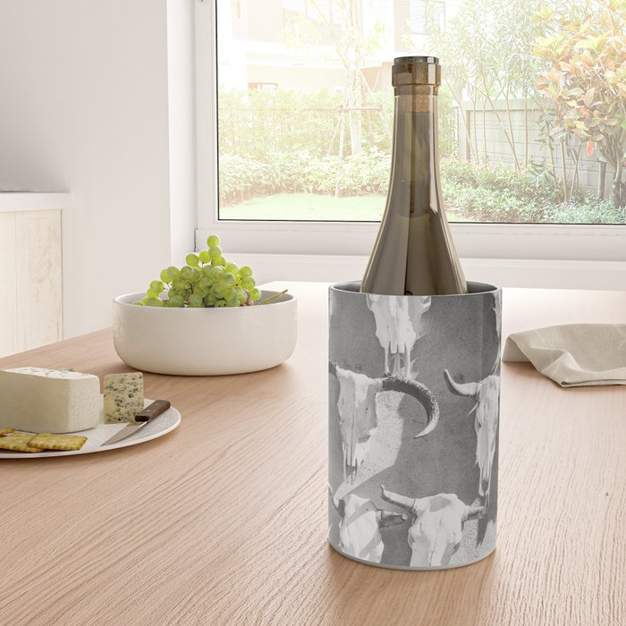 Cow Skulls - West Texas Black and White Photography Wine Chiller Gallery Image 4