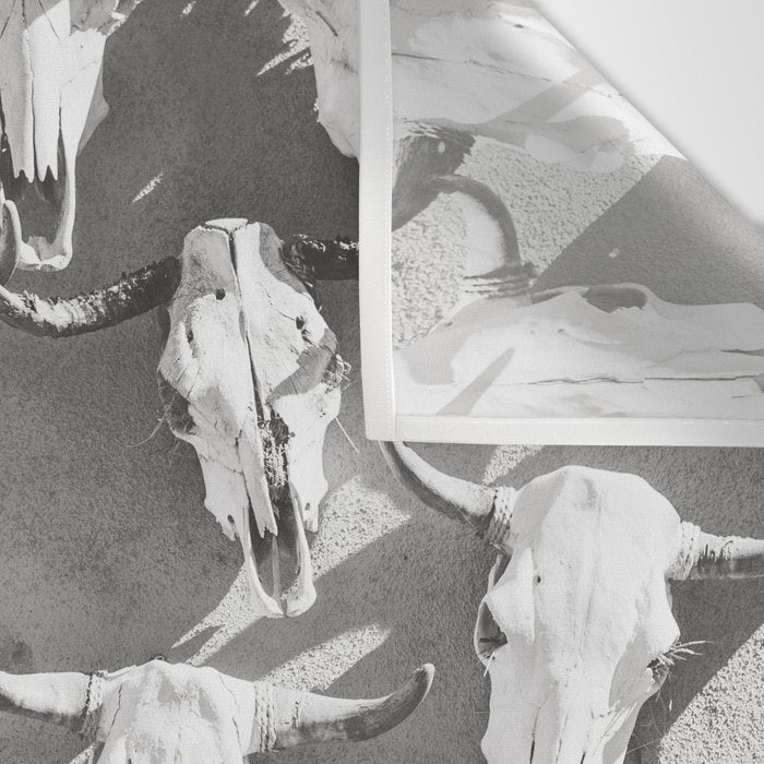 Cow Skulls - West Texas Black and White Photography Wall Tapestry Gallery Image 3