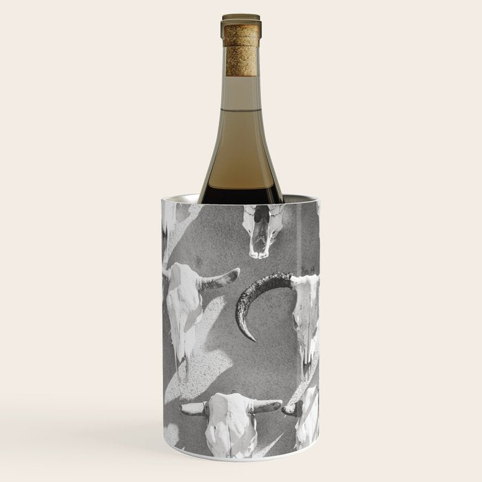 Cow Skulls - West Texas Black and White Photography Wine Chiller Gallery Image 2