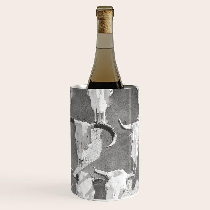 Cow Skulls - West Texas Black and White Photography Wine Chiller Gallery Image 1