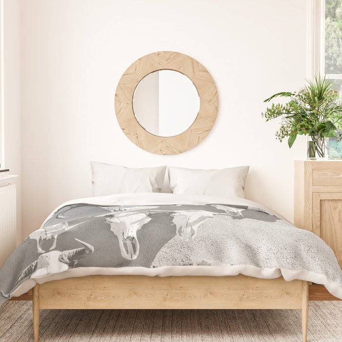 Cow Skulls - West Texas Black and White Photography Duvet Cover Gallery Image 3