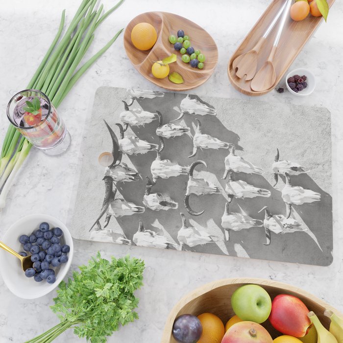 Cow Skulls - West Texas Black and White Photography Cutting Board Gallery Image 2