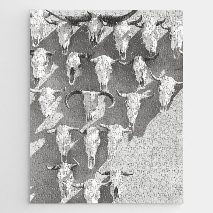 Cow Skulls - West Texas Black and White Photography Jigsaw Puzzle Gallery Image 1