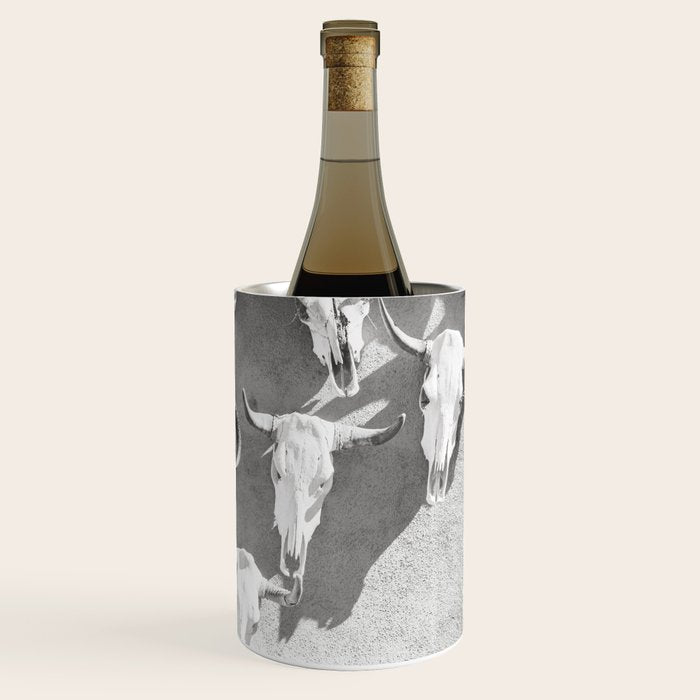 Cow Skulls - West Texas Black and White Photography Wine Chiller Gallery Image 3