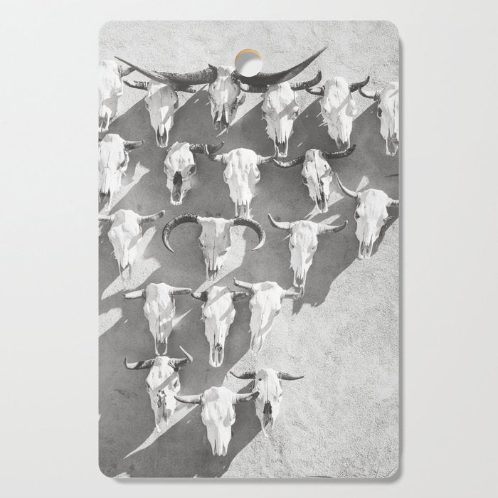 Cow Skulls - West Texas Black and White Photography Cutting Board Gallery Image 1
