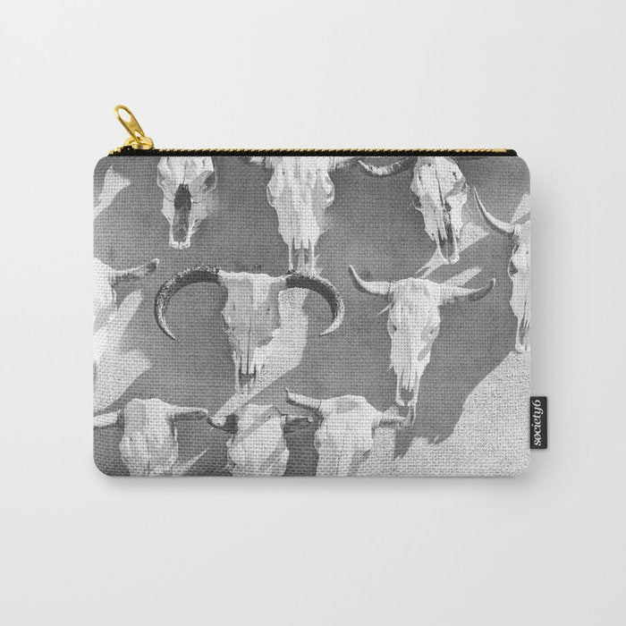 Cow Skulls - West Texas Black and White Photography Carry All Pouch Gallery Image 1