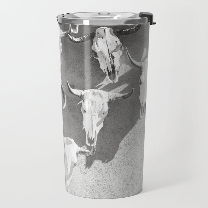 Cow Skulls - West Texas Black and White Photography Travel Mug Gallery Image 2