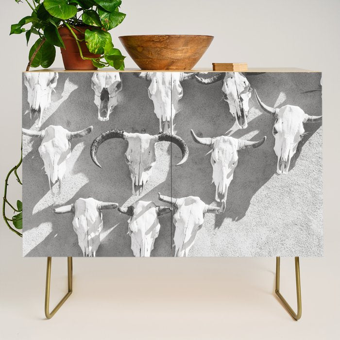 Cow Skulls - West Texas Black and White Photography Credenza Gallery Image 1