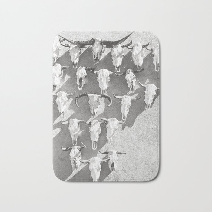 Cow Skulls - West Texas Black and White Photography Bath Mat Gallery Image 1