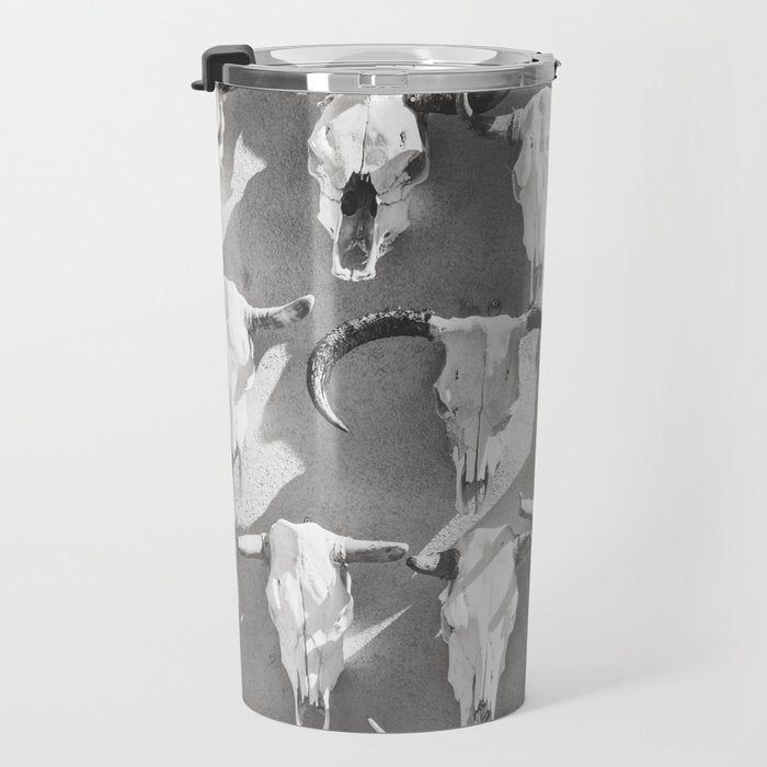 Cow Skulls - West Texas Black and White Photography Travel Mug Gallery Image 3