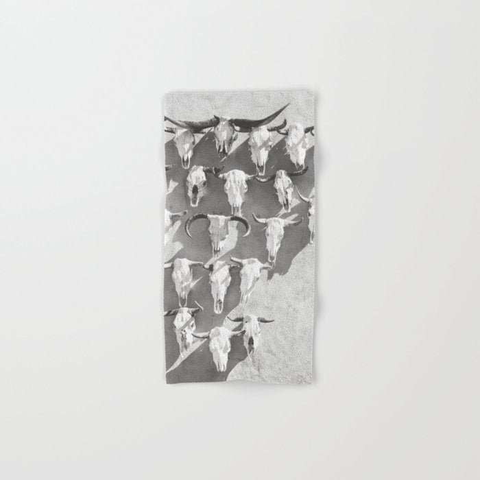 Cow Skulls - West Texas Black and White Photography Bath Towel Gallery Image 1
