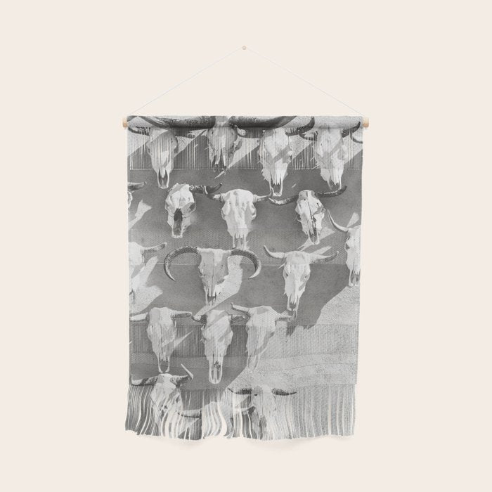 Cow Skulls - West Texas Black and White Photography Wall Hanging Gallery Image 1