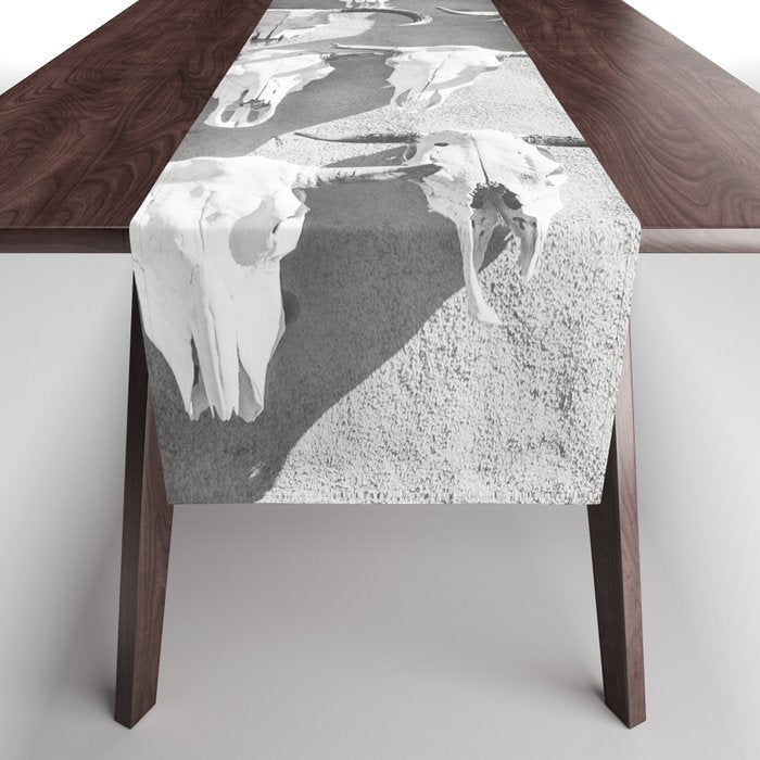 Cow Skulls - West Texas Black and White Photography Table Runner Gallery Image 1