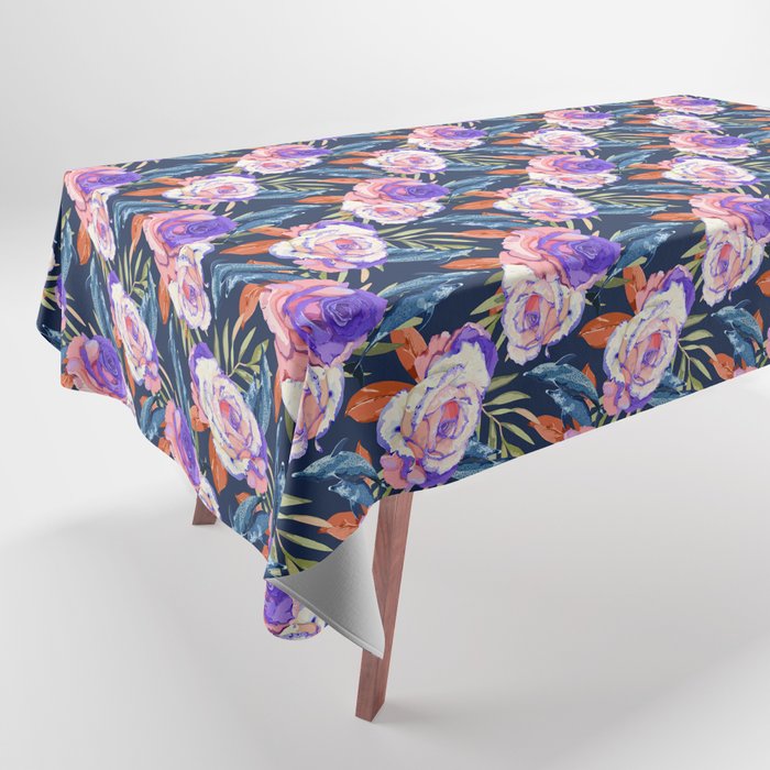 Dark landscape dolphins in the roses Tablecloth Gallery Image 1