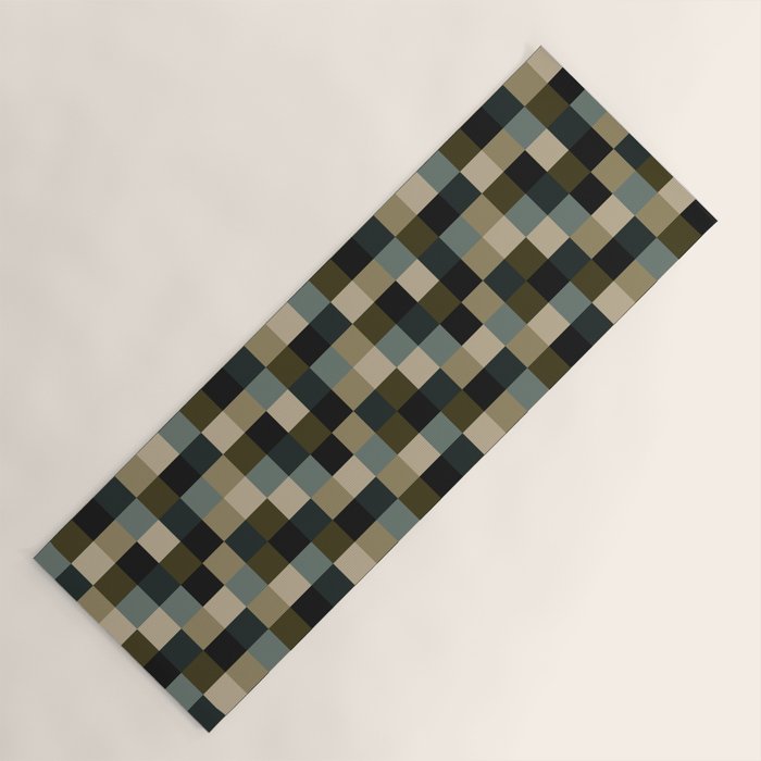 Bold Earthy Checks Pattern - Small IV Yoga Mat Gallery Image 1