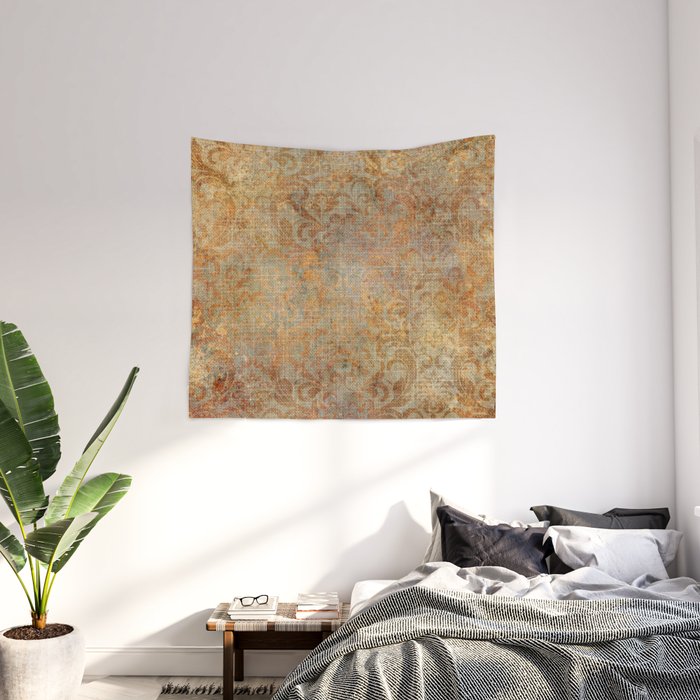 Aged Damask Texture 10 Wall Tapestry Gallery Image 2