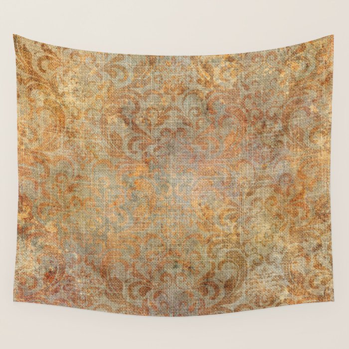 Aged Damask Texture 10 Wall Tapestry Gallery Image 1