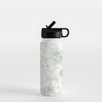 Soft meadow blooms - muted mint, dusty green and beige floral pattern Water Bottle Gallery Image 1
