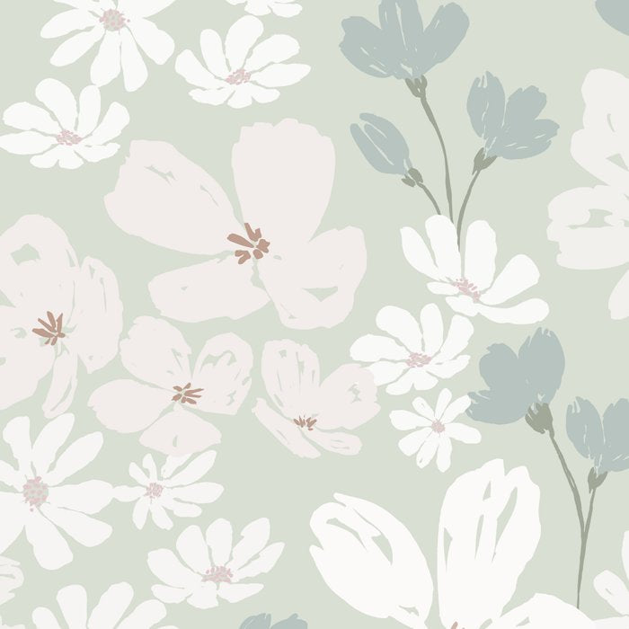 Soft meadow blooms - muted mint, dusty green and beige floral pattern Coffee Mug Gallery Image 2