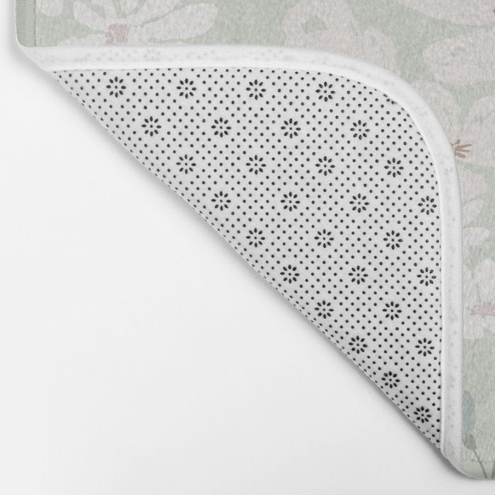 Soft meadow blooms - muted mint, dusty green and beige floral pattern Bath Mat Gallery Image 2