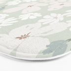 Soft meadow blooms - muted mint, dusty green and beige floral pattern Bath Mat Gallery Image 3