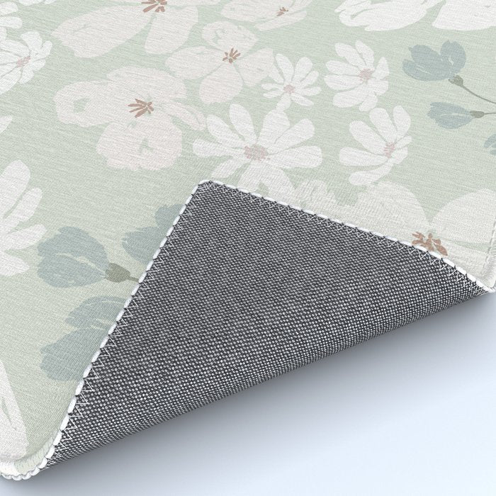 Soft meadow blooms - muted mint, dusty green and beige floral pattern Rug Gallery Image 4