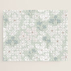 Soft meadow blooms - muted mint, dusty green and beige floral pattern Jigsaw Puzzle Gallery Image 1