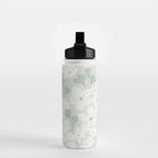 Soft meadow blooms - muted mint, dusty green and beige floral pattern Water Bottle Gallery Image 2
