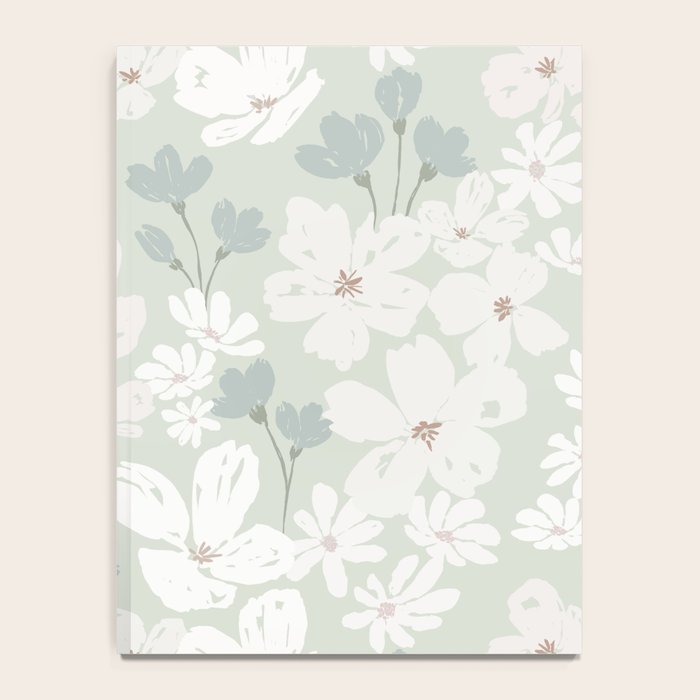 Soft meadow blooms - muted mint, dusty green and beige floral pattern Notebook Gallery Image 4