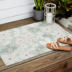 Soft meadow blooms - muted mint, dusty green and beige floral pattern Outdoor Rug Gallery Image 2