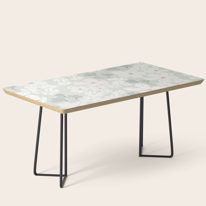 Soft meadow blooms - muted mint, dusty green and beige floral pattern Coffee Table Gallery Image 1