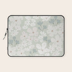 Soft meadow blooms - muted mint, dusty green and beige floral pattern Laptop Sleeve Gallery Image 1