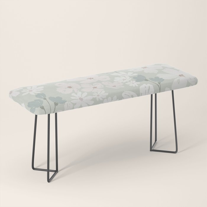 Soft meadow blooms - muted mint, dusty green and beige floral pattern Bench Gallery Image 1