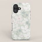 Soft meadow blooms - muted mint, dusty green and beige floral pattern iPhone Case Gallery Image 1