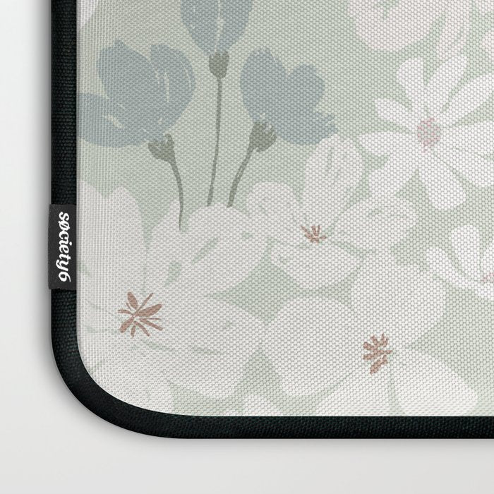 Soft meadow blooms - muted mint, dusty green and beige floral pattern Laptop Sleeve Gallery Image 3