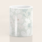 Soft meadow blooms - muted mint, dusty green and beige floral pattern Coffee Mug Gallery Image 4