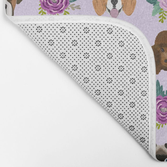 Dogs and cats pet friendly floral animal lover gifts dog breeds cat person Bath Mat Gallery Image 2