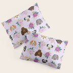 Dogs and cats pet friendly floral animal lover gifts dog breeds cat person Pillow Sham Gallery Image 3